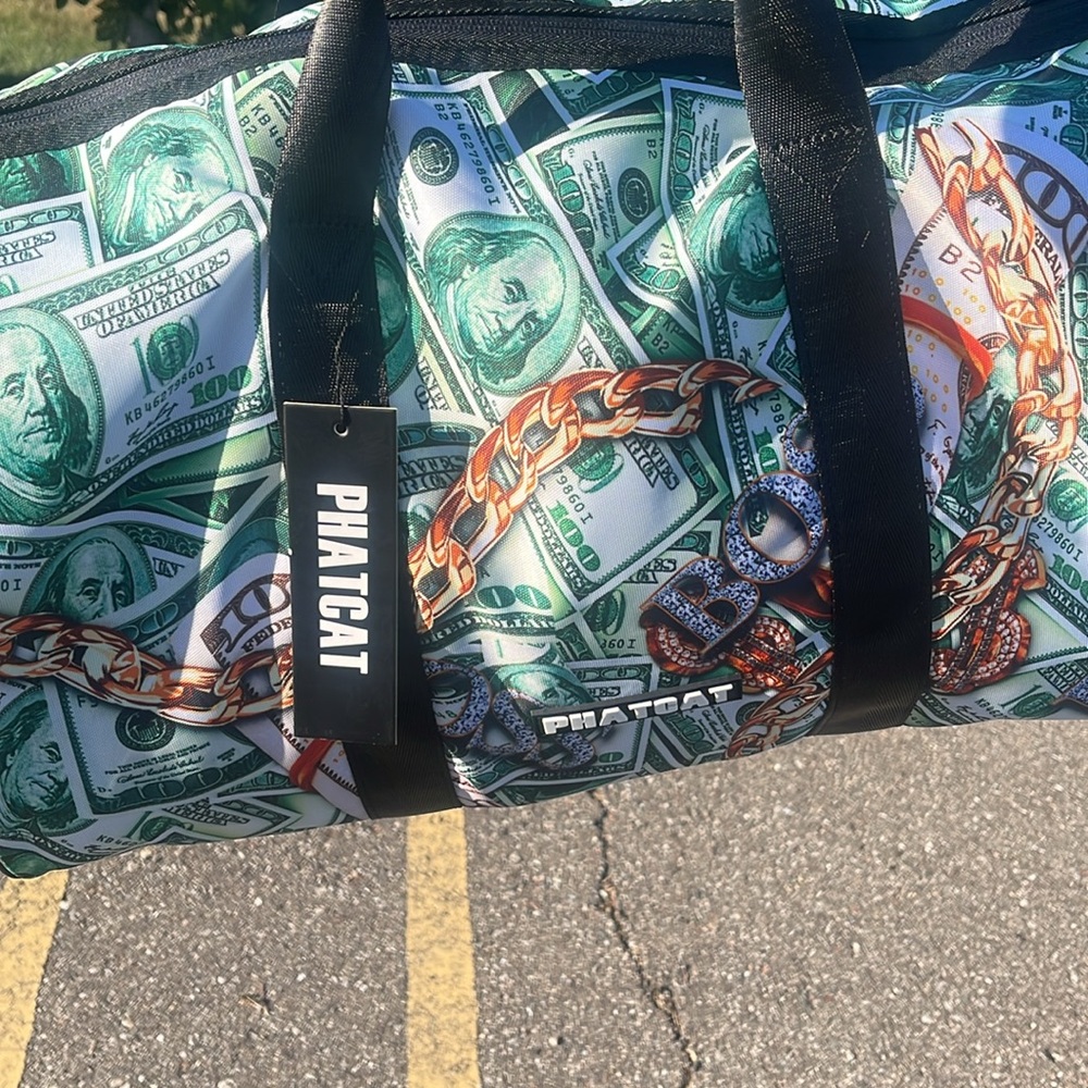 Phatcat Money Print Duffel Bag - Black and Green - Picture 4 of 5